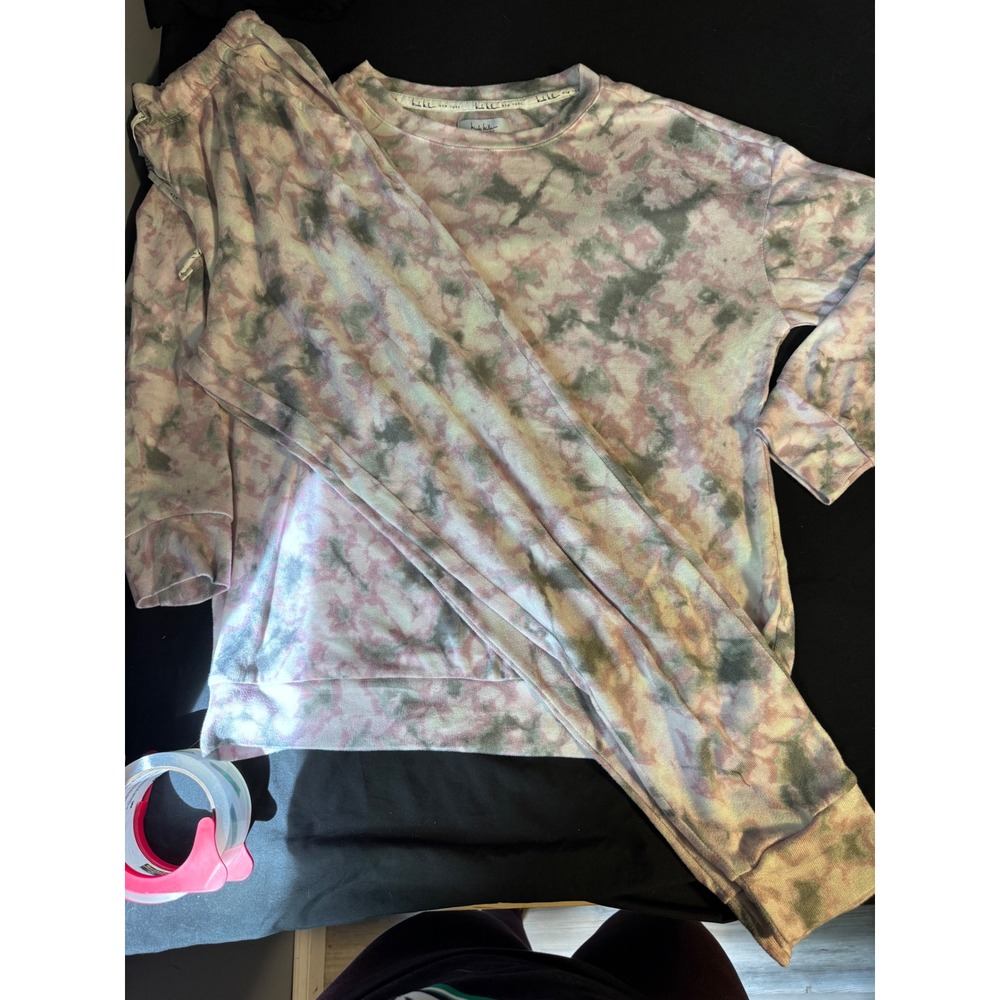 Nicole Miller New York Pink Tie Dye Lounge Set Sweatshirt &‎ Joggers Small